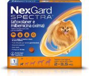 NexGard Spectra Antipulgas e Carrapatos e Vermífugo para Cães de 2 a 3,5kg – 1 tablete