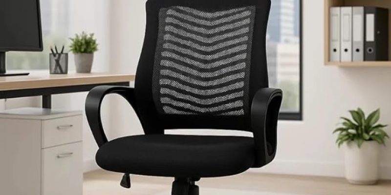Cadeira de Escritório Ergonômica Ajustável com Apoio de Cabeça (Preto)
