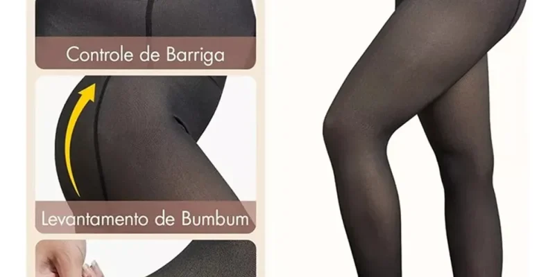 Meia Calça De Lã Térmica Translúcida Pelúcia Forrada Pelinho